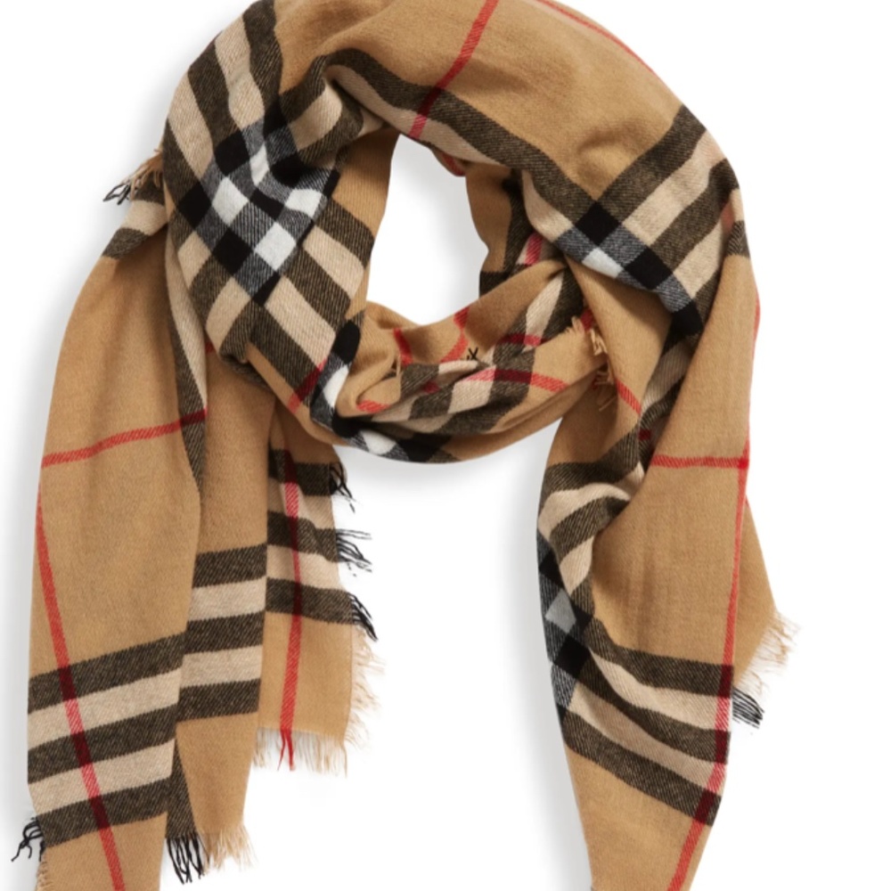 Burberry Check Cashmere Wrap / Scarf large  83" x 28" NEW